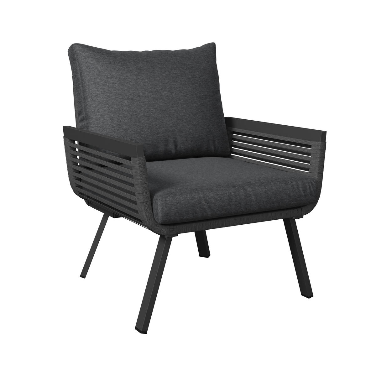 LOUNGEGARNITUR Aluminium  - Anthrazit/Schwarz, MODERN, Glas/Textil (125/74/74cm) - Ambia Garden