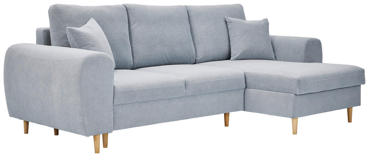 ECKSOFA Hellgrau Webstoff  - Hellgrau/Naturfarben, KONVENTIONELL, Holz/Textil (250/145cm) - Carryhome
