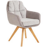 ARMLEHNSTUHL  in Flachgewebe  - Wildeiche/Cappuccino, Design, Holz/Textil (65/85/68cm) - Linea Natura