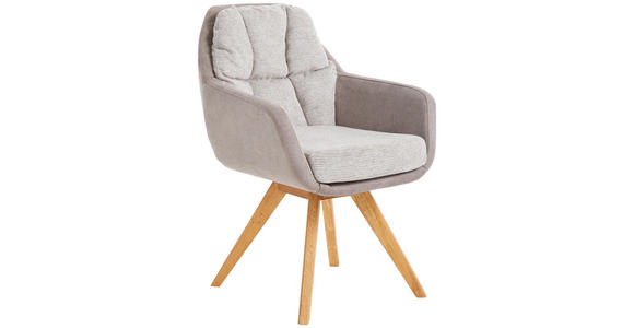 ARMLEHNSTUHL  in Flachgewebe  - Wildeiche/Cappuccino, Design, Holz/Textil (65/85/68cm) - Linea Natura