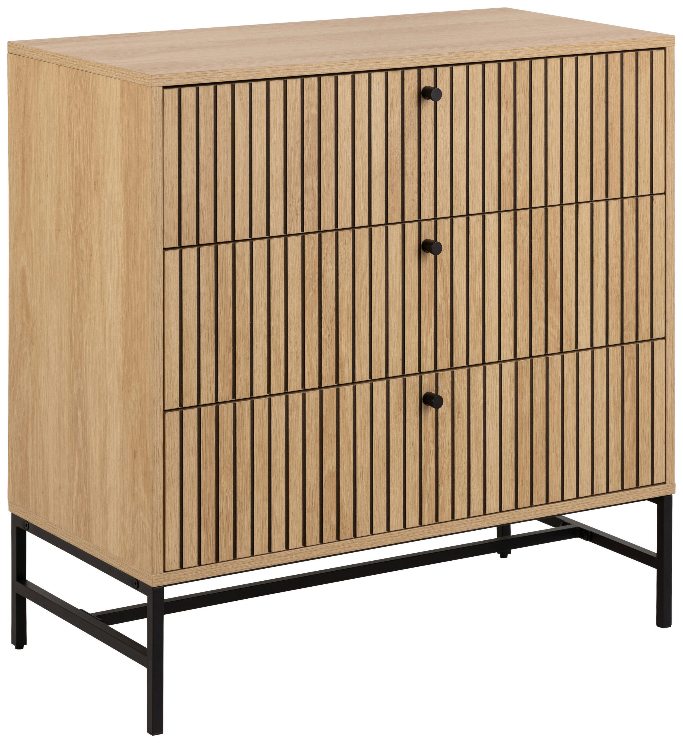 KOMODA, črna, barve hrasta  - črna/barve hrasta, Design, kovina/leseni material (80,6/80,4/40cm) - MID.YOU