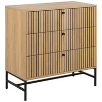 KOMODA, črna, barve hrasta  - črna/barve hrasta, Design, kovina/leseni material (80,6/80,4/40cm) - MID.YOU