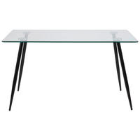 ESSTISCH in Glas 140/80/75 cm  - Klar/Schwarz, MODERN, Glas/Metall (140/80/75cm) - MID.YOU