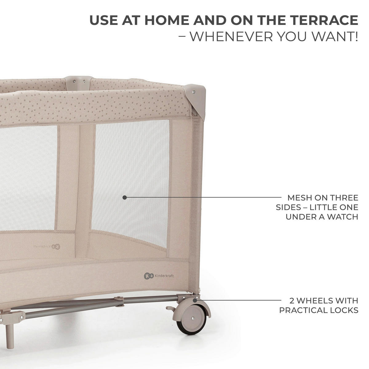 REISEBETT Joy 2   - Beige, Basics (60/120cm) - kinderkraft