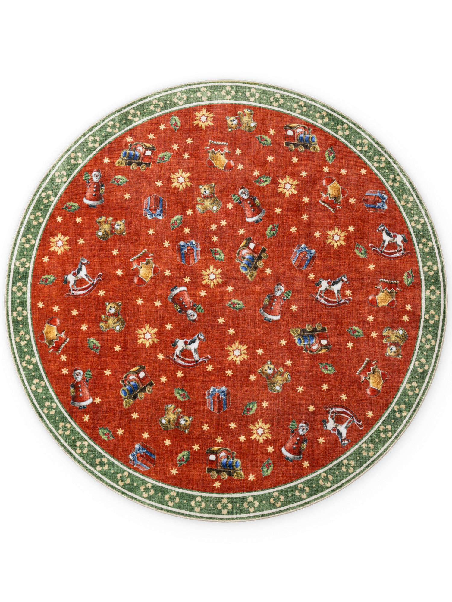 TEPPICH  Wohnzimmer 160 cm Toy's Delight Nostalgic Noel Grün, Rot rund  - Rot/Grün, Design, Kunststoff/Textil (160cm) - Villeroy & Boch