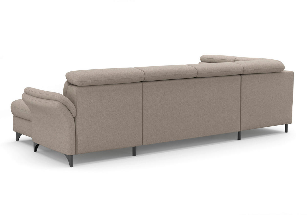 WOHNLANDSCHAFT GLENDALE E in Flachgewebe Taupe  - Taupe/Schwarz, KONVENTIONELL, Textil/Metall (193/321/166cm) - Sit & More