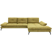 ECKSOFA Hellgelb Struktur Rücken echt  - Hellgelb/Schwarz, Design, Textil/Metall (340/203cm) - Chilliano