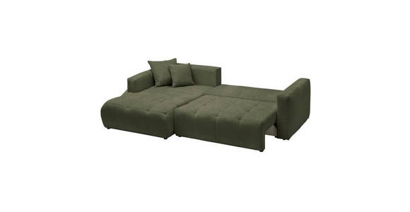 ECKSOFA in Chenille Dunkelgrün  - Dunkelgrün/Schwarz, MODERN, Kunststoff/Textil (172/276cm) - Hom`in