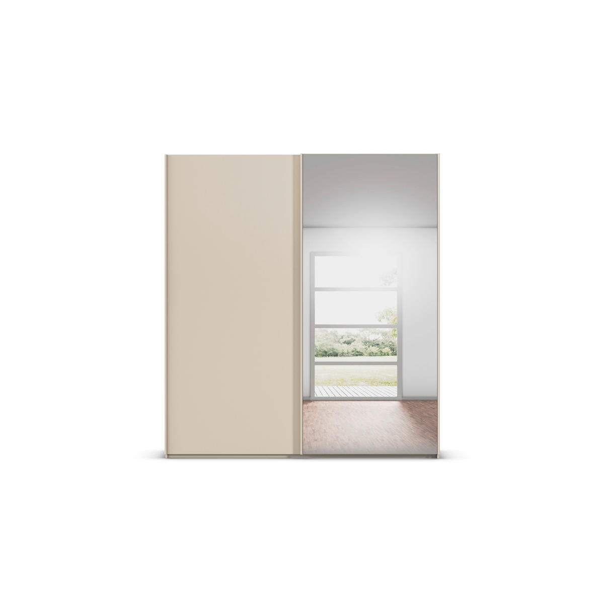 SCHWEBETÜRENSCHRANK 201/223/69 cm,  in Champagner, 2 Tür(en)  - Champagner, Basics, Glas/Holzwerkstoff (201/223/69cm) - Rauch Möbel