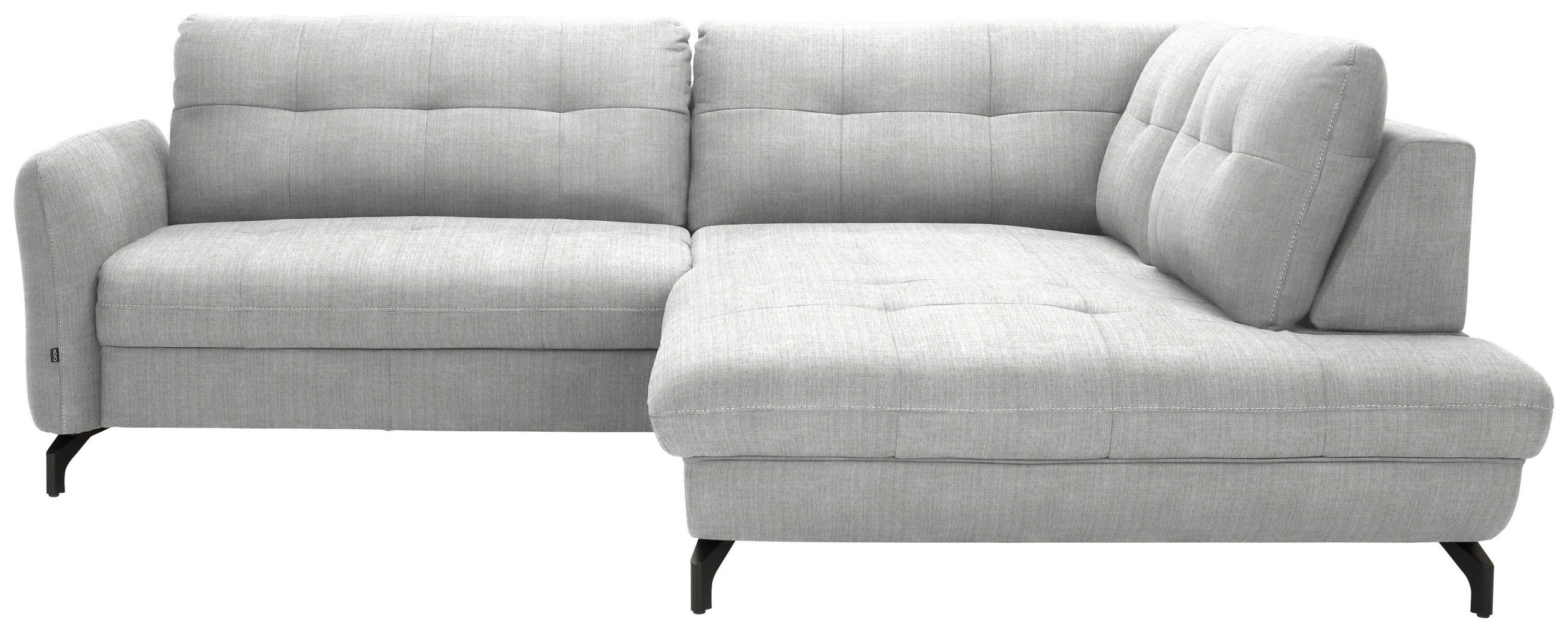 ECKSOFA in Flachgewebe, Leinenoptik Silberfarben  - Silberfarben/Schwarz, Modern, Textil/Metall (247/208cm) - Xora