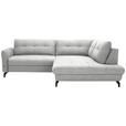 ECKSOFA in Flachgewebe, Leinenoptik Silberfarben  247/208 cm  - Silberfarben/Schwarz, MODERN, Textil/Metall (247/208cm) - Xora