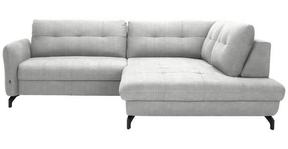 ECKSOFA in Flachgewebe, Leinenoptik Silberfarben  247/208 cm  - Silberfarben/Schwarz, MODERN, Textil/Metall (247/208cm) - Xora