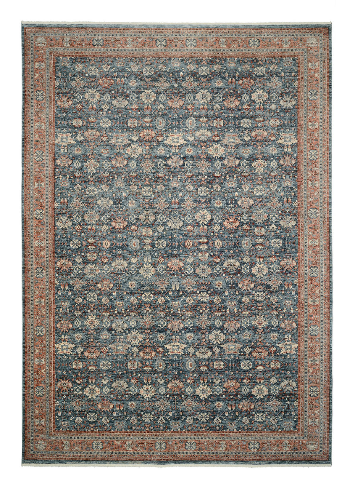 VINTAGE-TEPPICH 200/290 cm Picardie Blau, Terracotta  - Blau/Terracotta, Design, Textil (200/290cm) - Novel