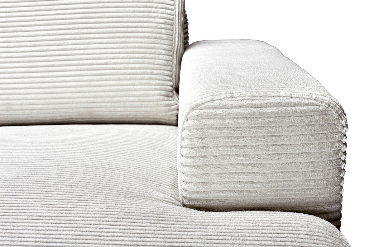 ECKSOFA Naturfarben Cord Rückenkissen, Bettkasten, Schlaffunktion, Rücken echt, Liegefläche im Originalstoff  - Schwarz/Naturfarben, KONVENTIONELL, Textil/Metall (240/150cm) - Carryhome