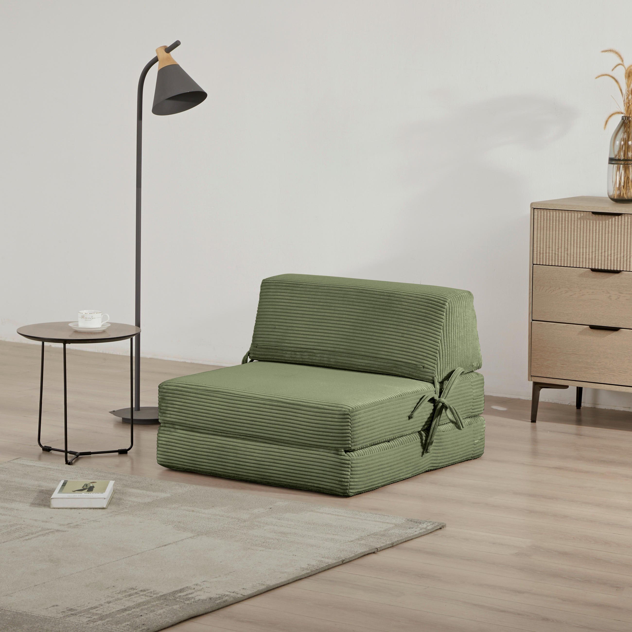 SCHLAFSESSEL in Cord Olivgrün  - Olivgrün, Design, Textil/Metall (65/57/81cm) - Livetastic