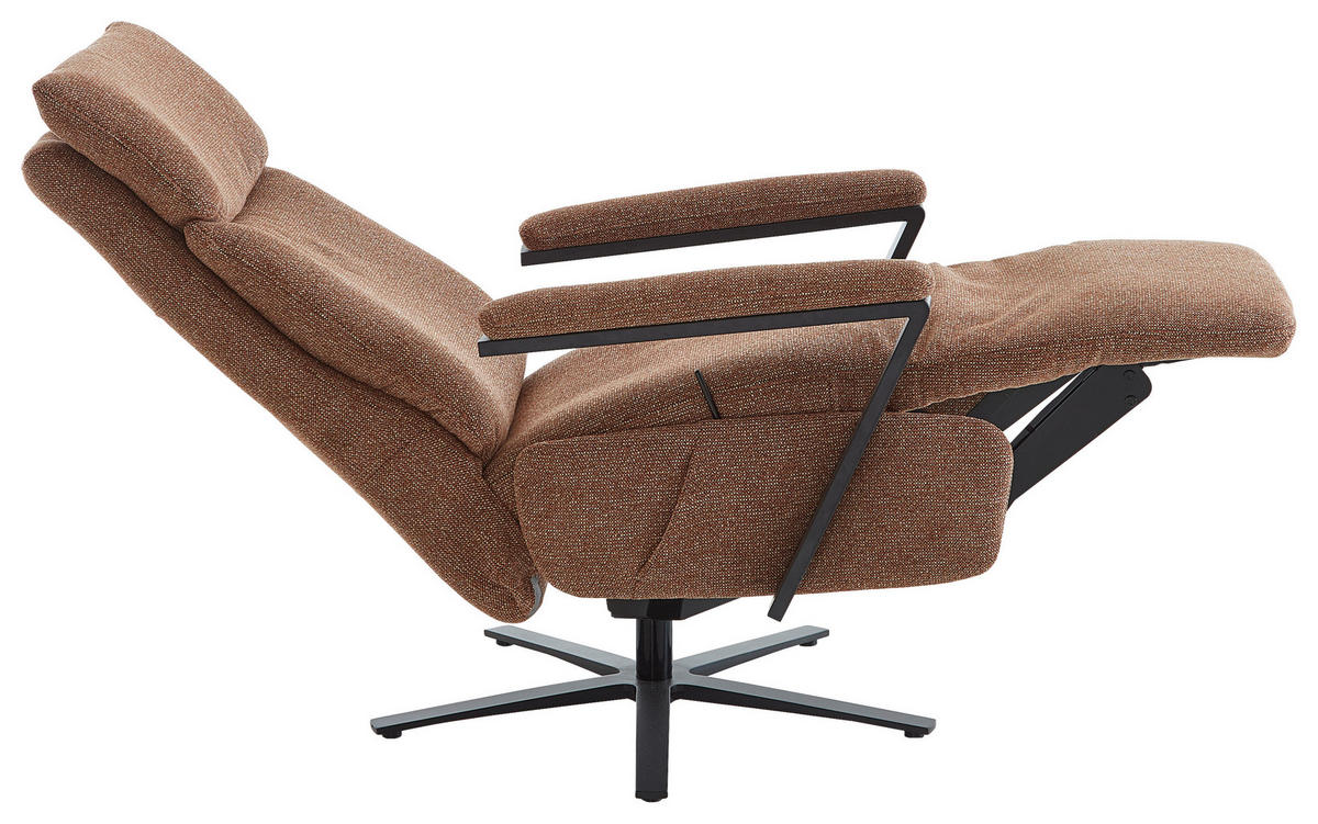 RELAXSESSEL in Textil Kupferfarben  - Schwarz/Kupferfarben, Design, Textil/Metall (68/117/85cm) - Cantus