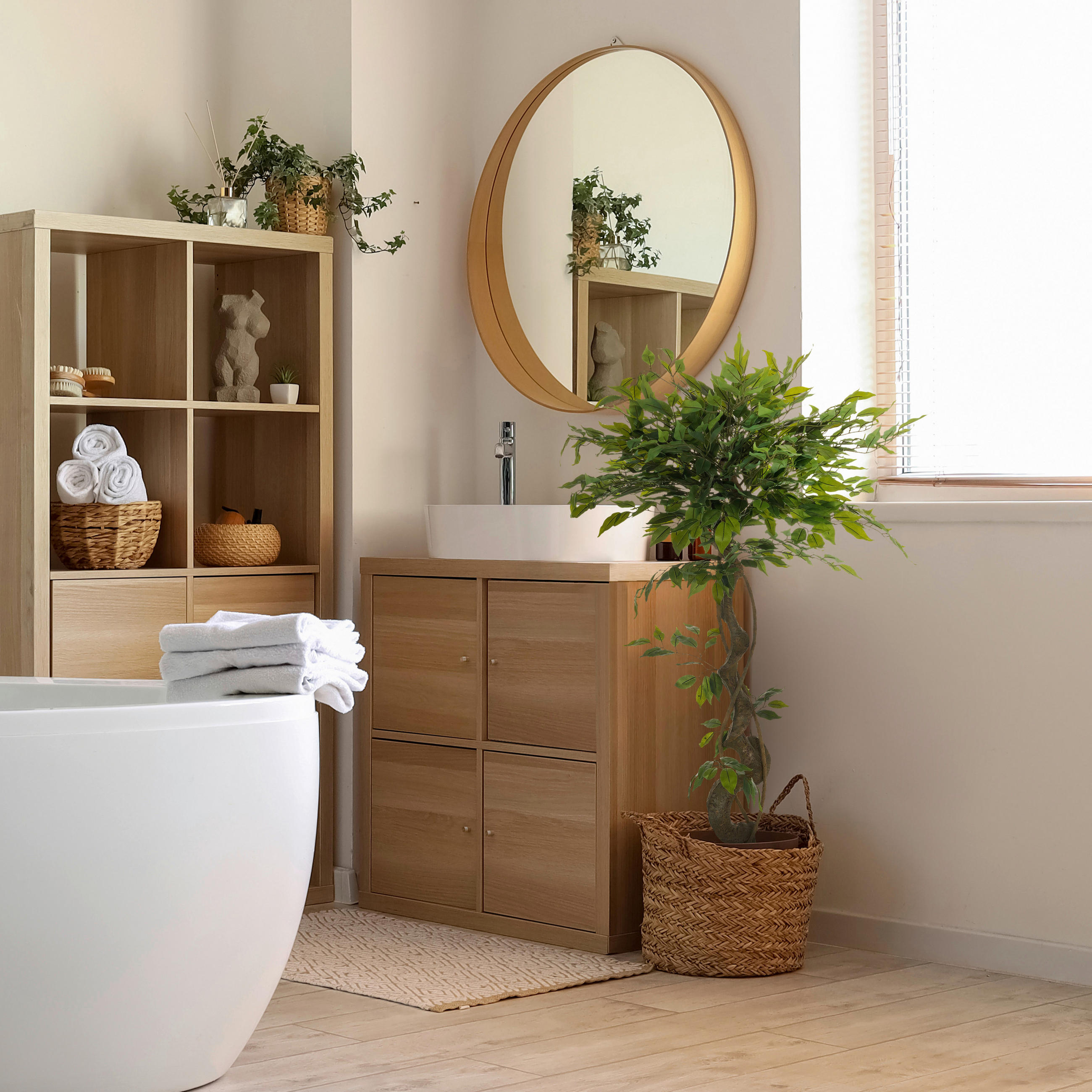 KUNSTPFLANZE Ficus Benjamina  - Schwarz/Braun, Basics, Kunststoff (70/120/70cm) - MID.YOU