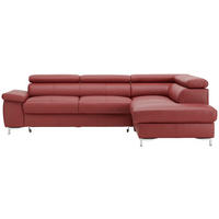 ECKSOFA  in Echtleder Bordeaux  268/213 cm  - Chromfarben/Bordeaux, Design, Leder/Metall (268/213cm) - Stylife