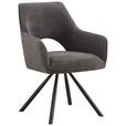 ARMLEHNSTUHL  Stoffauswahl, inklusive Armlehnen, Sitzfläche 180° drehbar, automatische Rückholfunktion Cord  - Dunkelgrau/Schwarz, Design, Textil/Metall (60/85/63cm) - Hom`in