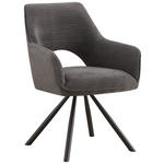 ARMLEHNSTUHL  Stoffauswahl, inklusive Armlehnen, Sitzfläche 180° drehbar, automatische Rückholfunktion Cord  - Dunkelgrau/Schwarz, Design, Textil/Metall (60/85/63cm) - Hom`in