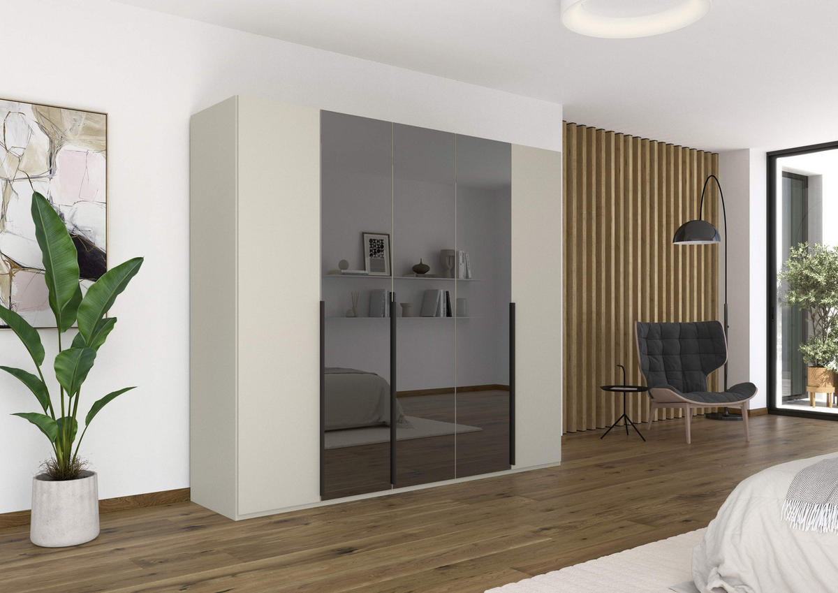 DREHTÜRENSCHRANK in Grau, Champagner  - Champagner/Graphitfarben, Trend, Glas/Holzwerkstoff (251/223/61cm) - Rauch Möbel