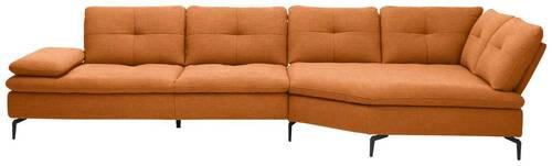 ECKSOFA in Flachgewebe Orange, Rostfarben  - Rostfarben/Schwarz, Design, Textil/Metall (344/157cm) - Chilliano