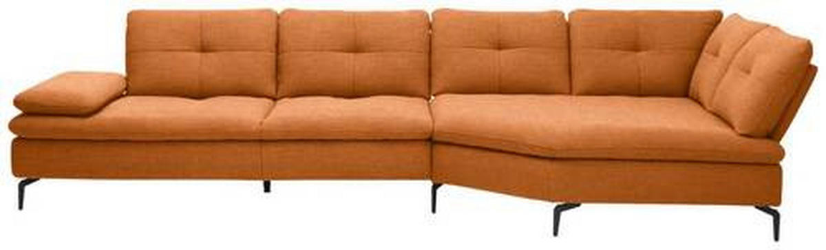 ECKSOFA in Flachgewebe Orange, Rostfarben  - Rostfarben/Schwarz, Design, Textil/Metall (344/157cm) - Chilliano