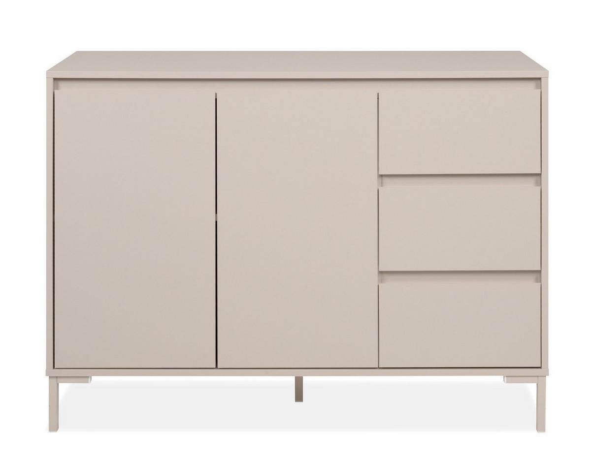 KOMMODE , 120/87/40 cm, 3 Schublade(n)  - Kaschmir, Design, Holzwerkstoff/Metall (120/87/40cm) - MID.YOU