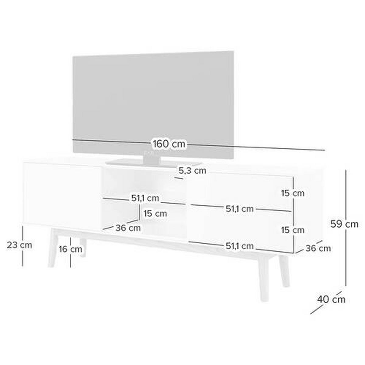 LOWBOARD  in 160/59/40 cm  - Naturfarben/Weiß, Design, Holz/Holzwerkstoff (160/59/40cm) - home24