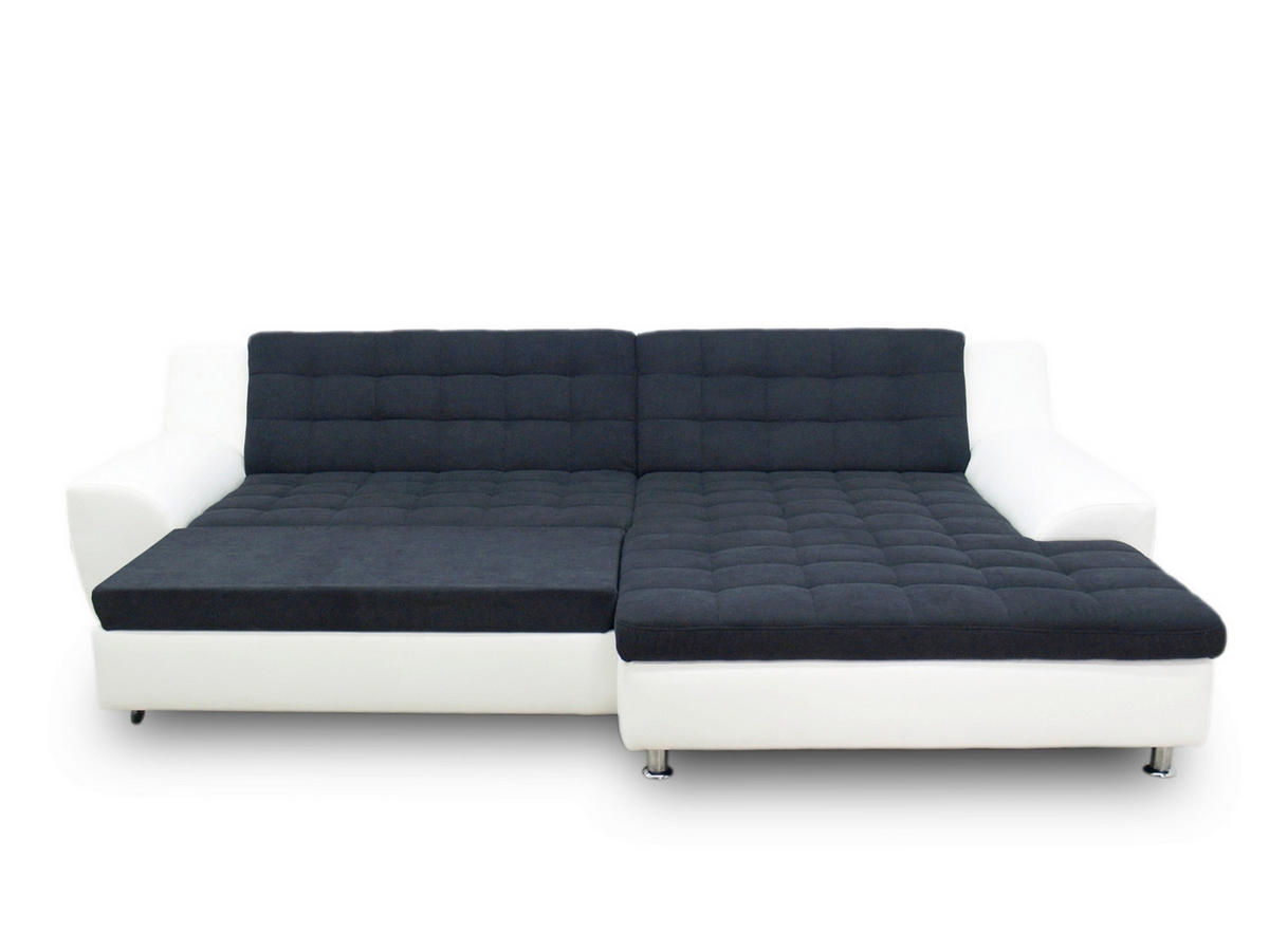 ECKSCHLAFSOFA MORTON Schwarz Mikrofaser  - Chromfarben/Schwarz, MODERN, Textil/Metall (304/200/84cm) - MID.YOU