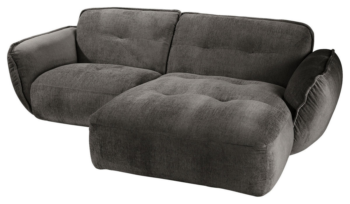 ECKSOFA in Chenille Anthrazit  - Anthrazit/Schwarz, Modern, Kunststoff/Textil (269/184cm) - Trendmanufaktur