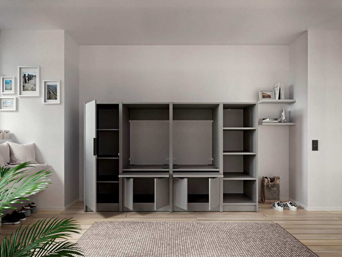 MEHRZWECKSCHRANK 50/150/68 cm  - gris/couleur de chêne, Basics, matière synthétique/matériau de bois (50/150/68cm) - MID.YOU