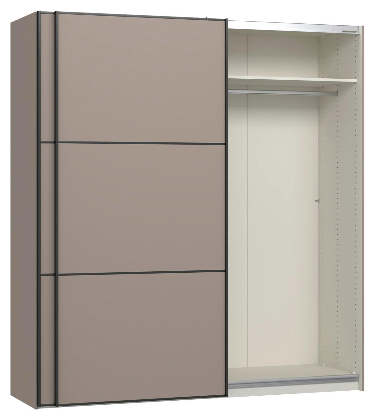 SCHWEBETÜRENSCHRANK 203/220/65 cm 2-türig Hellbraun  - Hellbraun/Schwarz, Design, Holzwerkstoff/Metall (203/220/65cm) - Jutzler