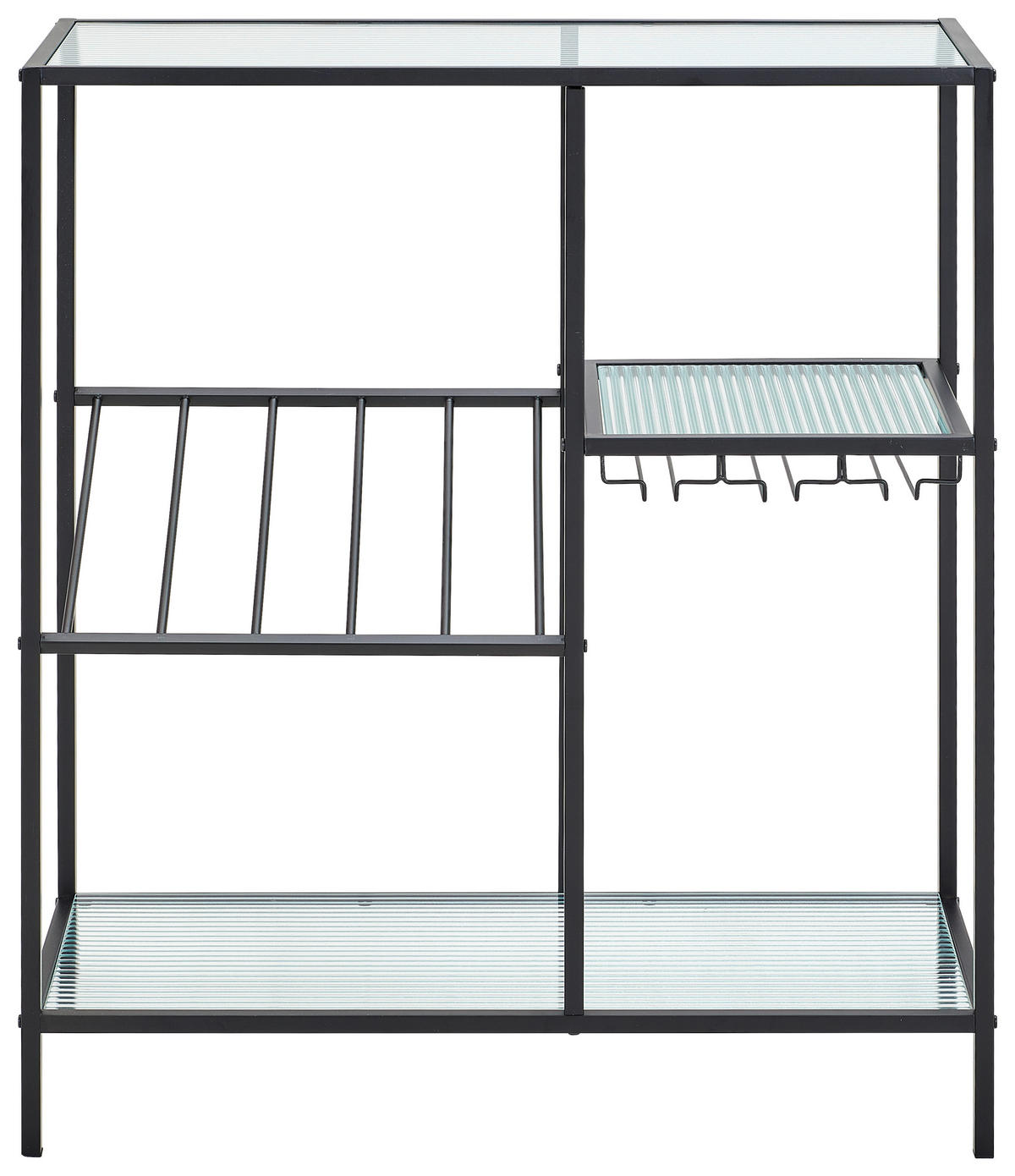 WEINREGAL 80/90/32 cm  - Schwarz, Design, Glas/Metall (80/90/32cm) - MID.YOU