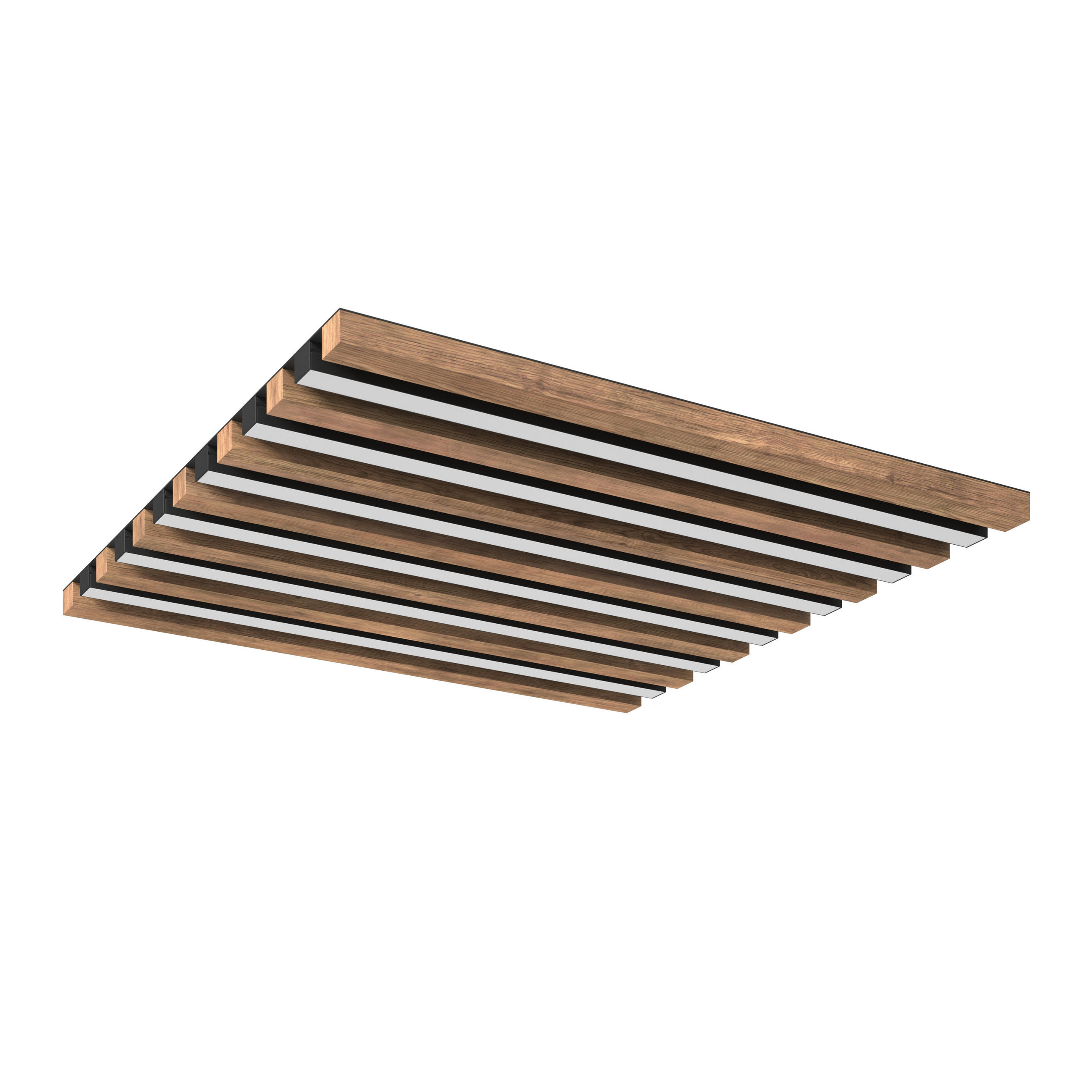 LED-TAKLAMPA HAYDEN 45/45/5 cm  - vit/svart, Natur, metall/trämaterial (45/45/5cm)