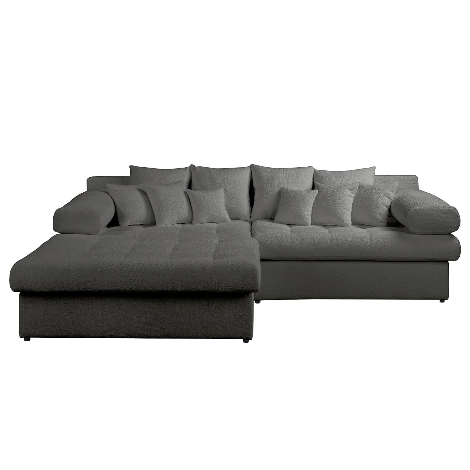 ECKSOFA Naomi in Chenille Anthrazit Rückenkissen  243/284 cm  - Anthrazit/Schwarz, Design, Kunststoff/Textil (243/284cm) - P & B