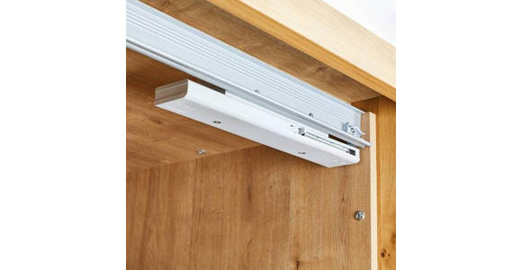SCHWEBETÜRENSCHRANK in Weiß, Eichefarben - Eichefarben/Weiß, Natur, Glas/Holz (285/216/70cm) - Linea Natura
