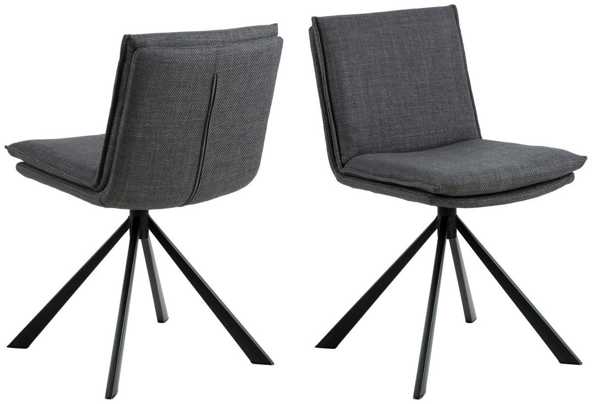 STUHL  in Webstoff  - Dunkelgrau/Schwarz, Design, Textil/Metall (47/85/59cm) - MID.YOU