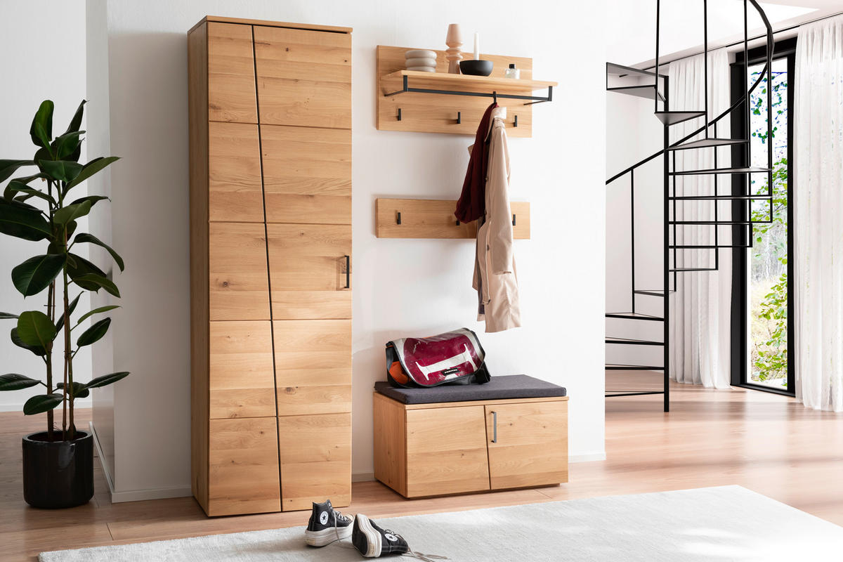 GARDEROBENBANK  in 80/46/40 cm  - Eichefarben/Anthrazit, Natur, Holz/Textil (80/46/40cm)