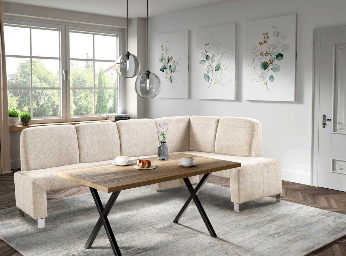 KLUPA KUTNA  bež  drvo, tekstil, drvni materijal      - srebrne boje/bež, Moderno, drvni materijal/drvo (243/158cm) - Livetastic