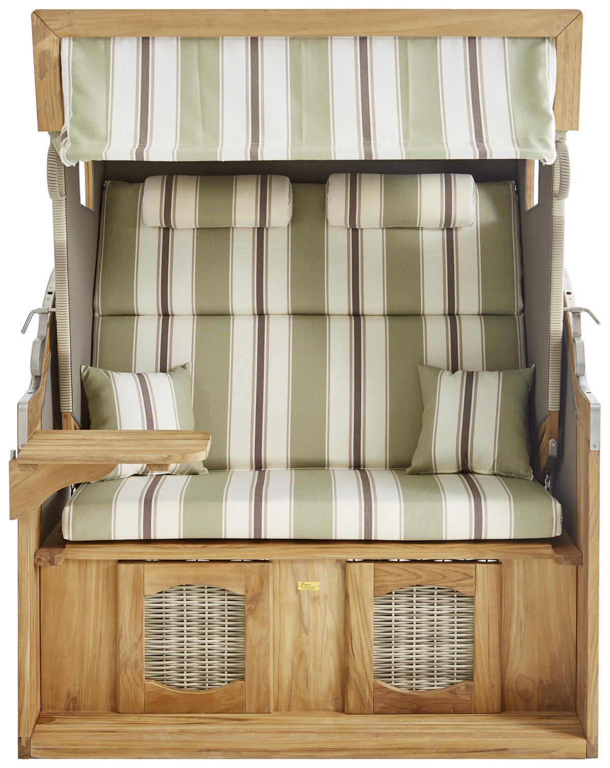 STRANDKORB Weiß, Teakfarben, Koralle  - Koralle/Beige, KONVENTIONELL, Holz/Kunststoff (135/165/90cm)