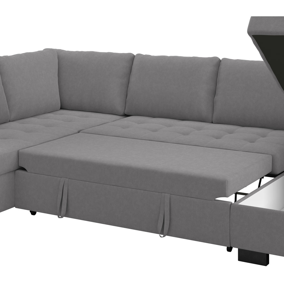 WOHNLANDSCHAFT Grau Mikrofaser  - Schwarz/Grau, MODERN, Kunststoff/Textil (178/305/155cm) - P & B