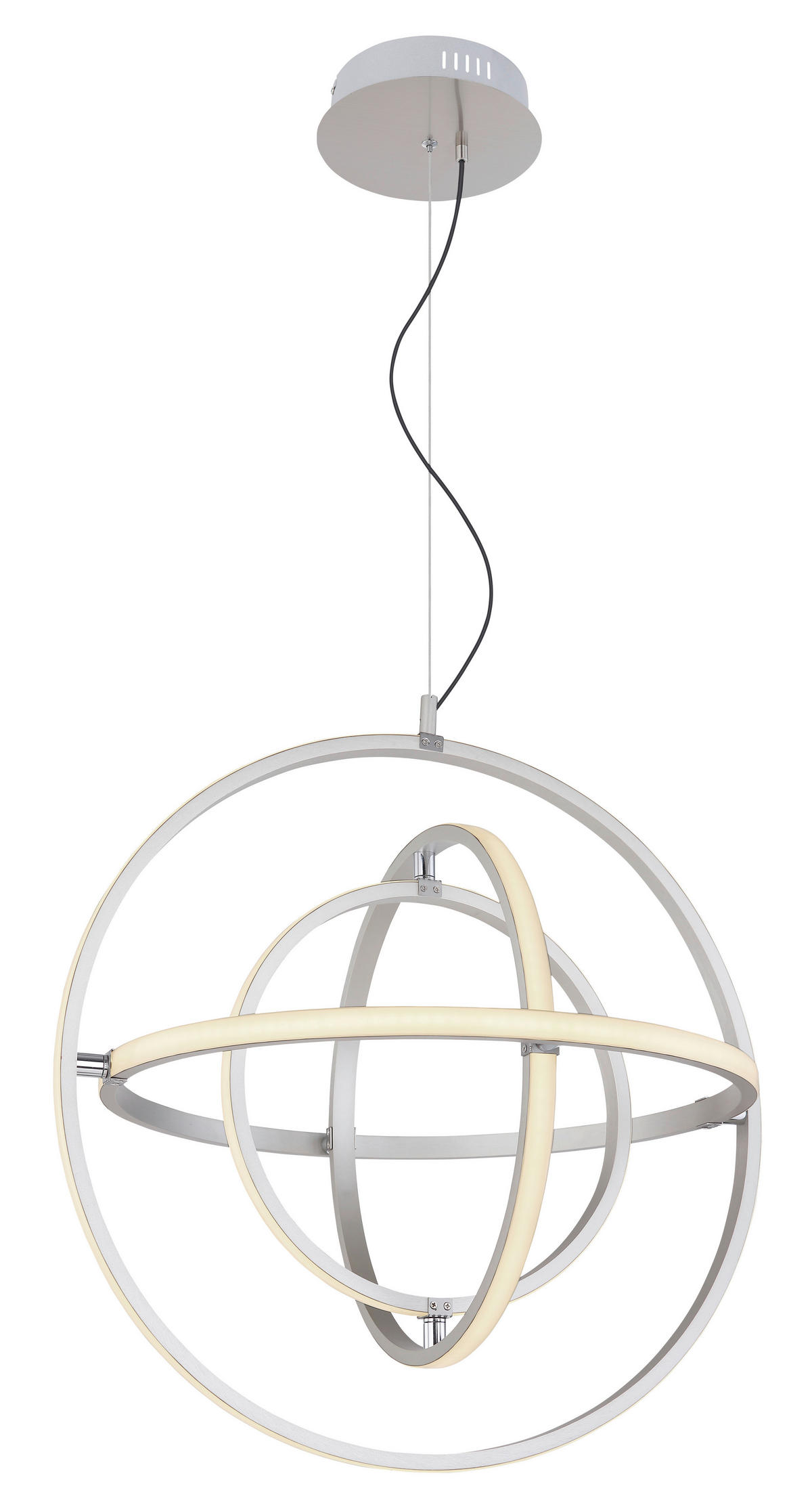 LED-HÄNGLAMPA 58/150 cm  - opal/nickelfärgad, Basics, metall/plast (58/150cm) - Globo
