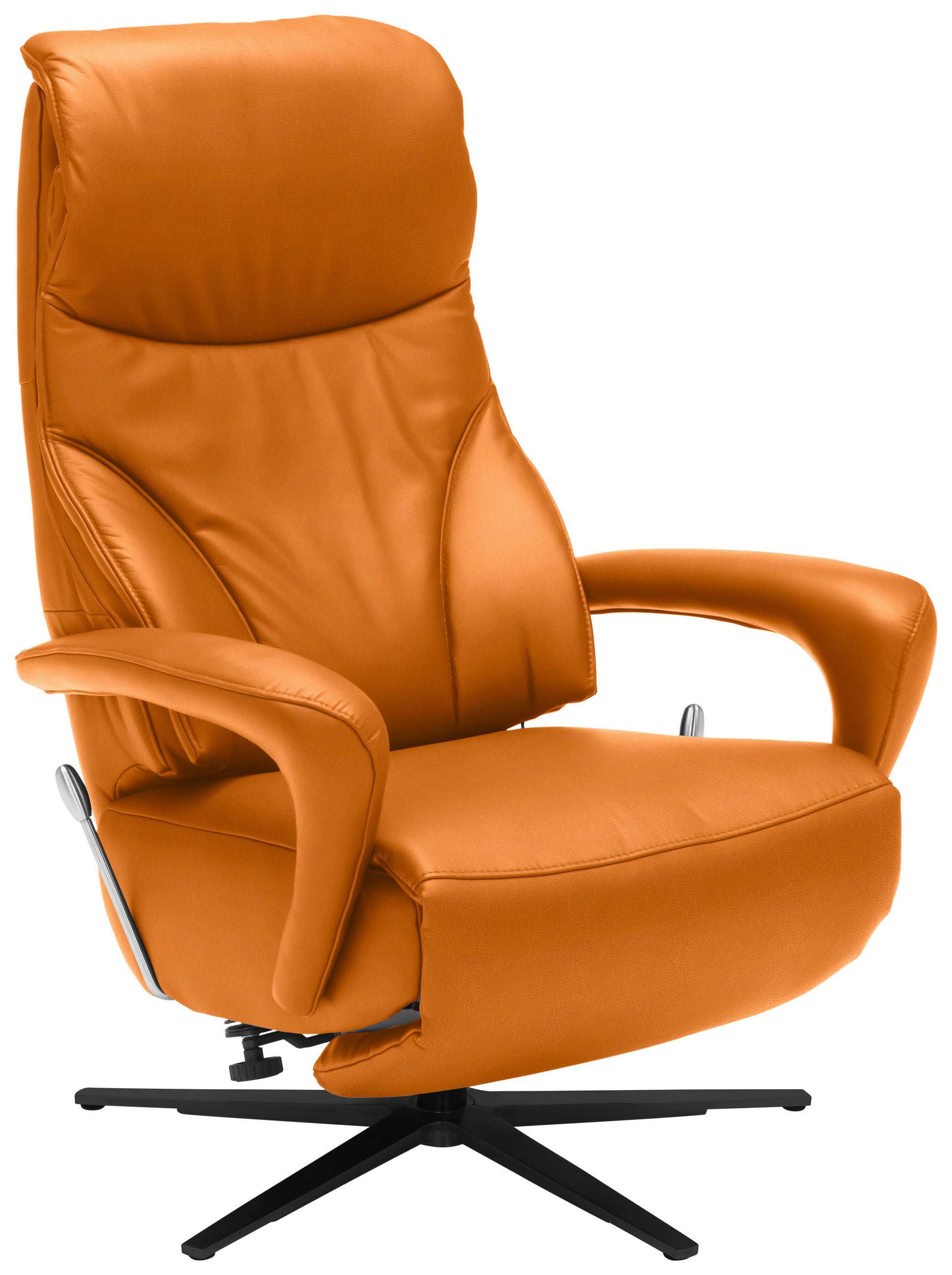 RELAXSESSEL in Leder Orange  - Schwarz/Orange, Design, Leder/Metall (75/106/88cm) - Dieter Knoll