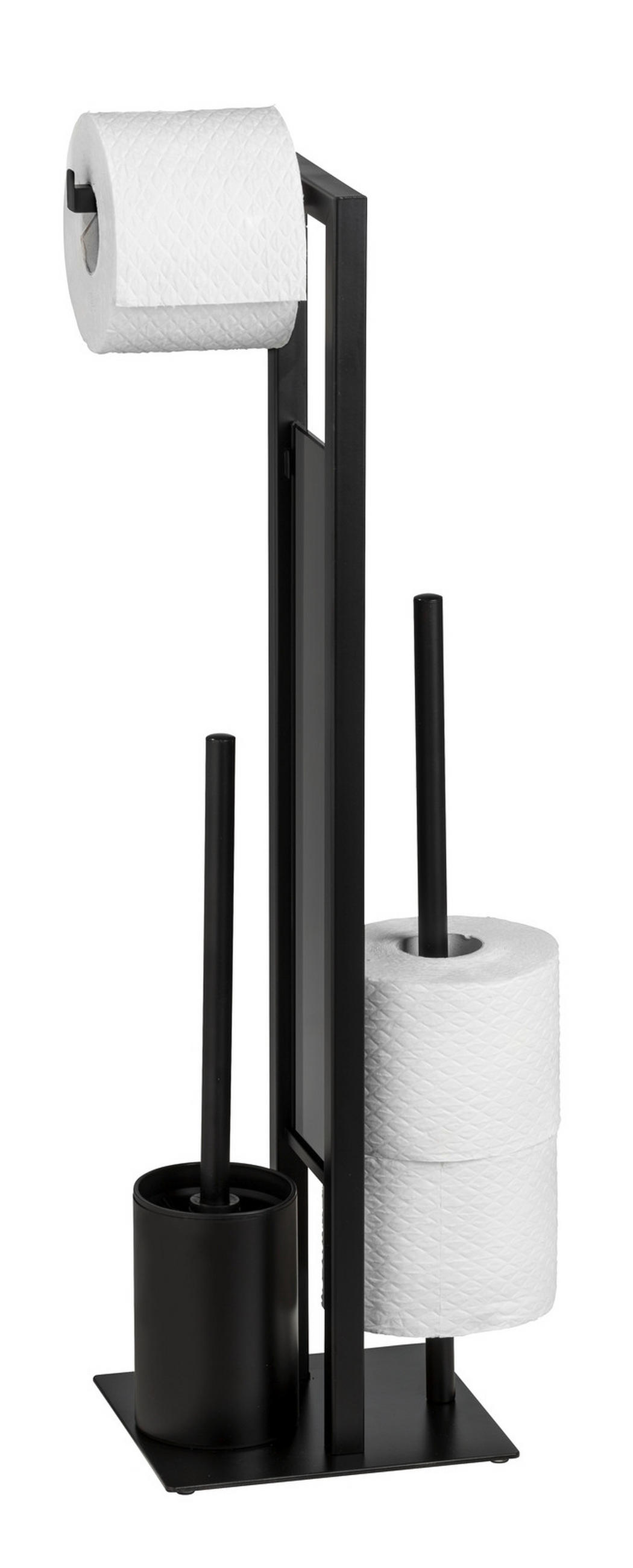 WENKO WC-KEFE GARNITÚRA fém, Üveg  - fekete, Basics, műanyag/Üveg (18/70/23cm) - Wenko