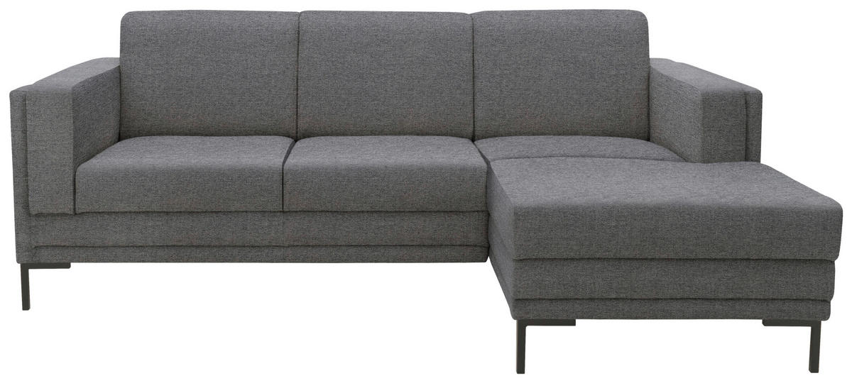 ECKSOFA Looks VII Grau Webstoff  - Schwarz/Grau, Design, Textil/Metall (214/146cm) - LOOKS by W.Joop