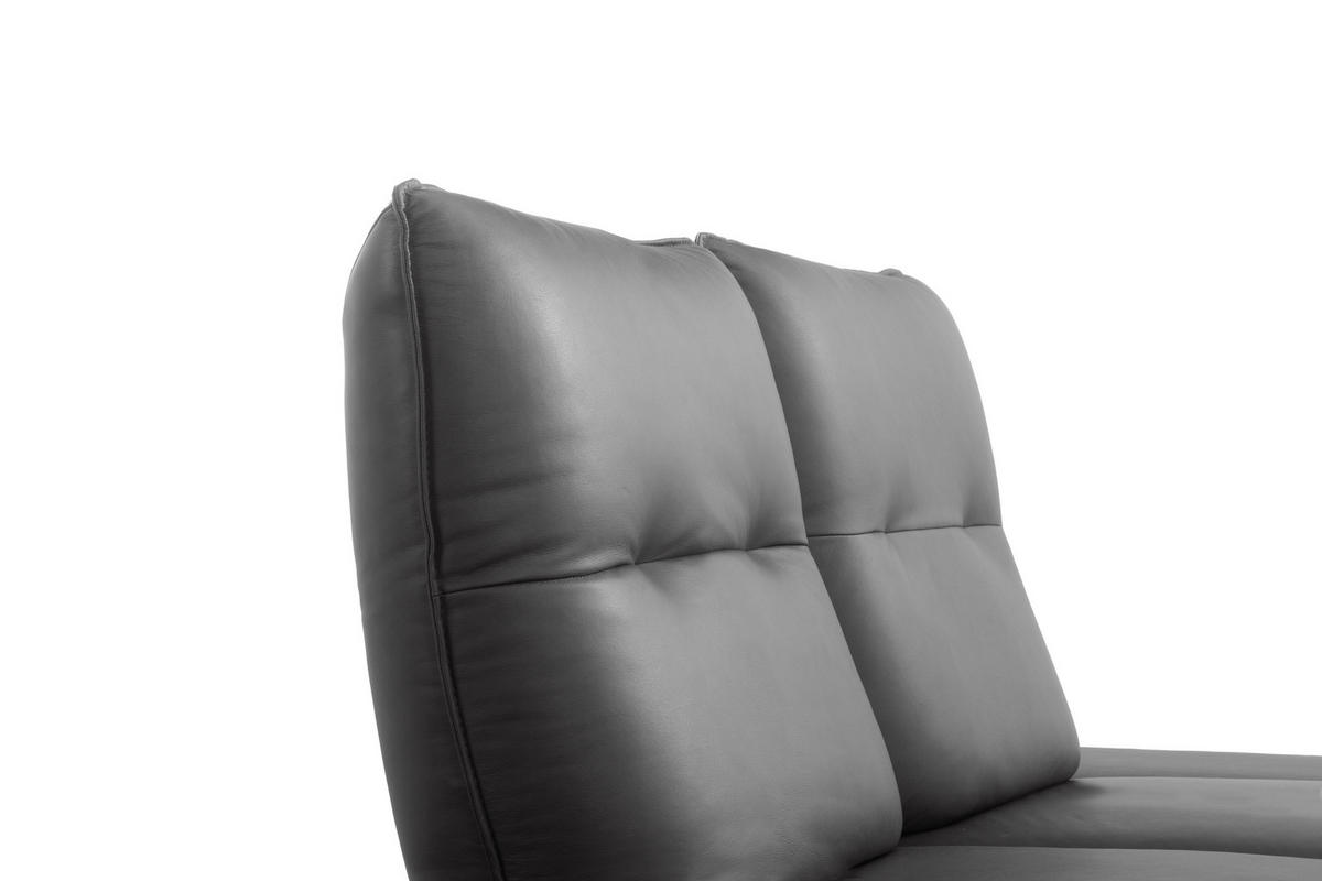 2,5-SITZER Echtleder Dunkelgrau  - Dunkelgrau/Schwarz, Design, Leder/Metall (218/95/107cm) - Celina Home