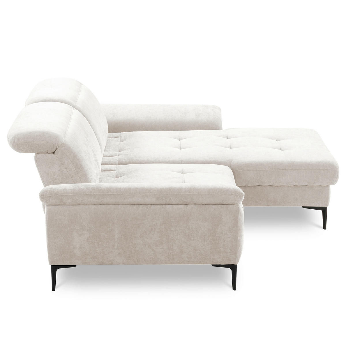ECKSOFA  Webstoff Sandfarben  - Sandfarben/Schwarz, Design, Textil/Metall (268/195cm) - Livetastic