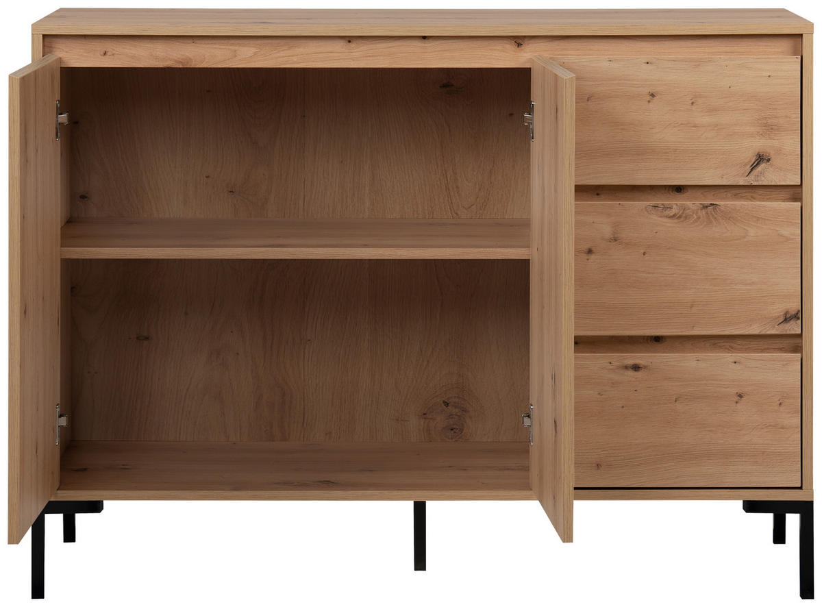 KOMMODE  in 120/87/40 cm  - Schwarz/Eiche Artisan, Design, Holzwerkstoff/Metall (120/87/40cm) - MID.YOU