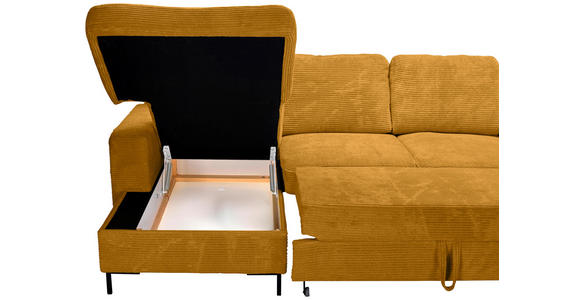 WOHNLANDSCHAFT Currygelb Cord  - Currygelb/Schwarz, KONVENTIONELL, Textil/Metall (148/303/197cm) - Carryhome